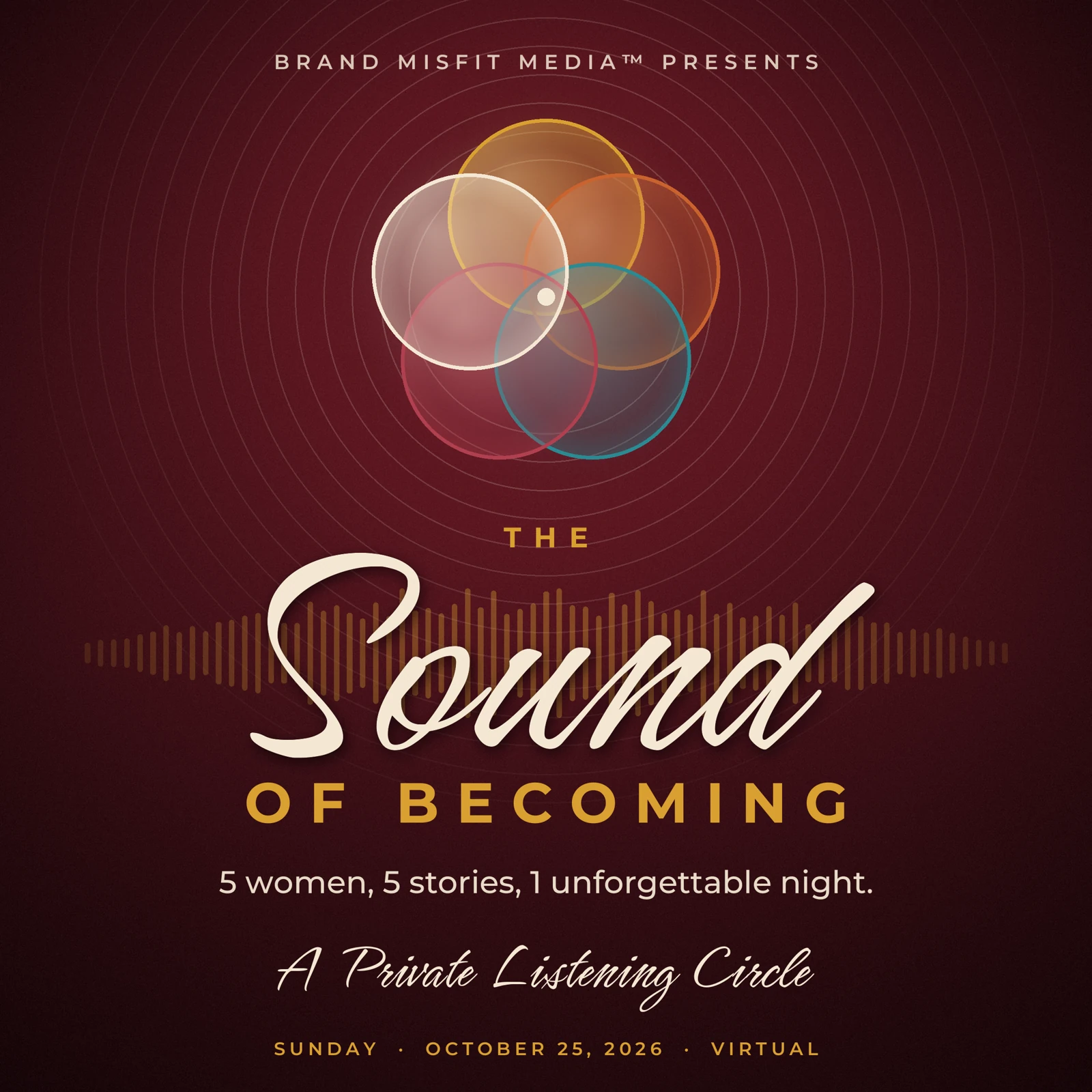 The Sound of Becoming event artwork. A Private Listening Circle, October 25, 2026.